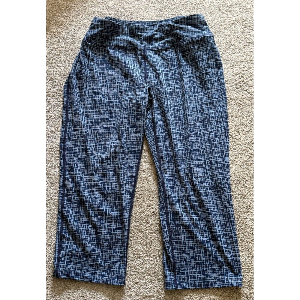 Lands End Women’s Size Large Leggings Blue White Active Performance
